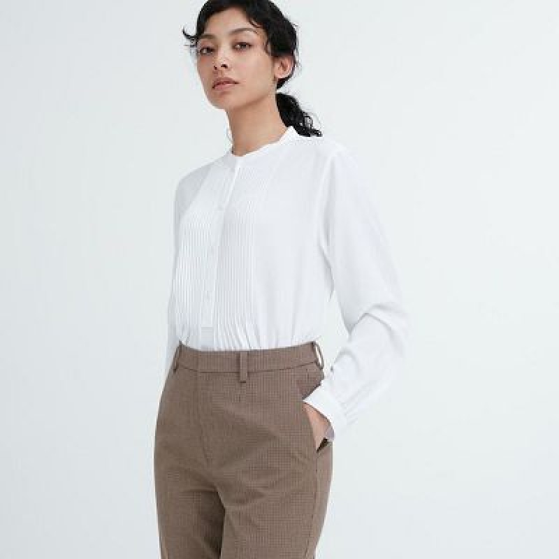 Women Uniqlo Smart Ankle (2-Way Stretch Check) Pants Brown | 6975639