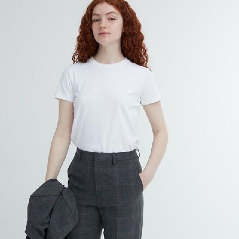 Women Uniqlo Smart Ankle (2-Way Stretch Glen Check, Tall) Pants Grey | 4202956