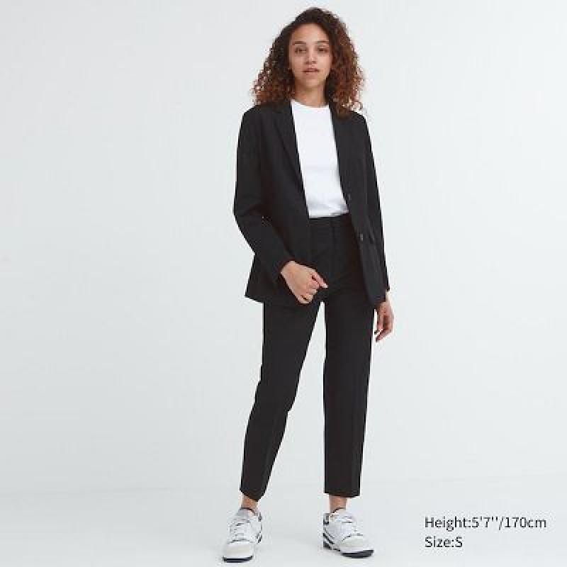 Women Uniqlo Smart Ankle (2-Way Stretch) Pants Black | 7117567