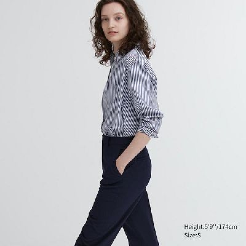 Women Uniqlo Smart Ankle (2-Way Stretch, Tall) Pants Black | 8098630