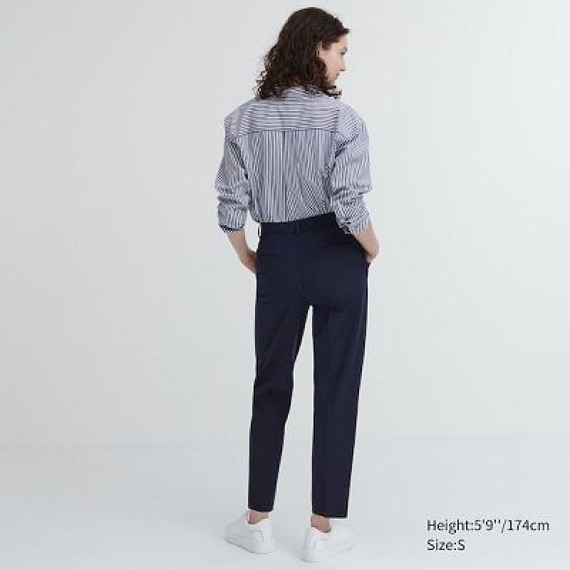 Women Uniqlo Smart Ankle (2-Way Stretch, Tall) Pants Black | 8098630