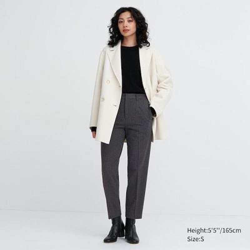 Women Uniqlo Smart Brushed Ankle Pants Grey | 2380517