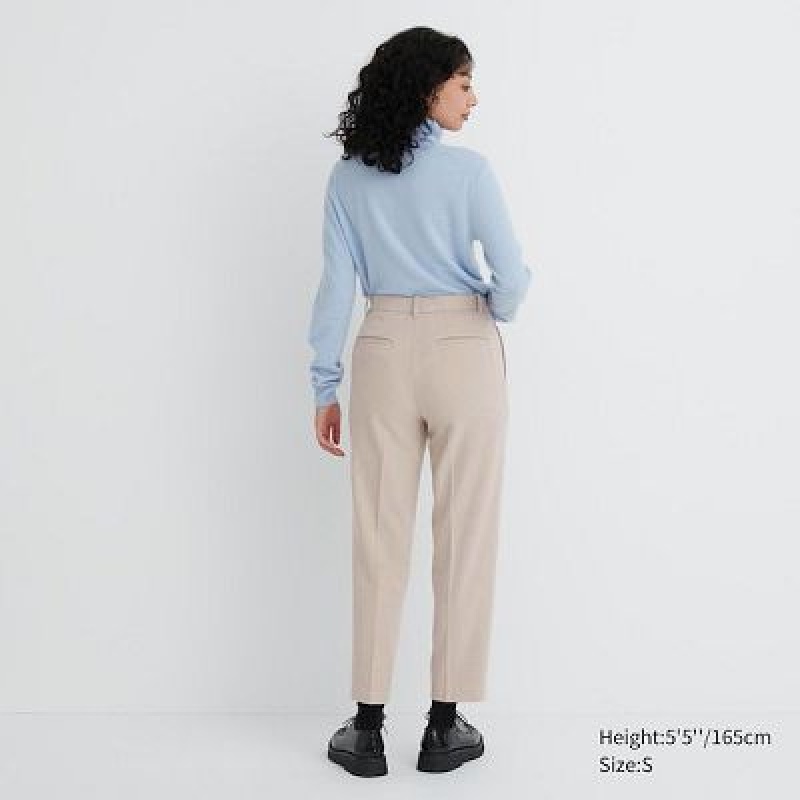 Women Uniqlo Smart Brushed Ankle Pants White | 8474756