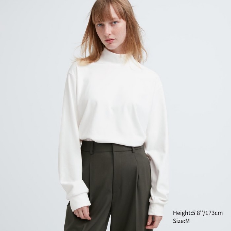 Women Uniqlo Smooth Fleece Mock Neck Long-Sleeve T Shirts Purple | 1801916