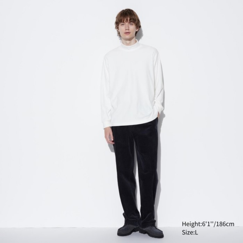 Women Uniqlo Smooth Fleece Mock Neck Long-Sleeve T Shirts White | 2336839
