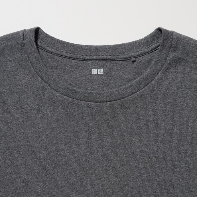 Women Uniqlo Smooth Stretch Cotton Crew Neck Long-Sleeve T Shirts Red | 1247958