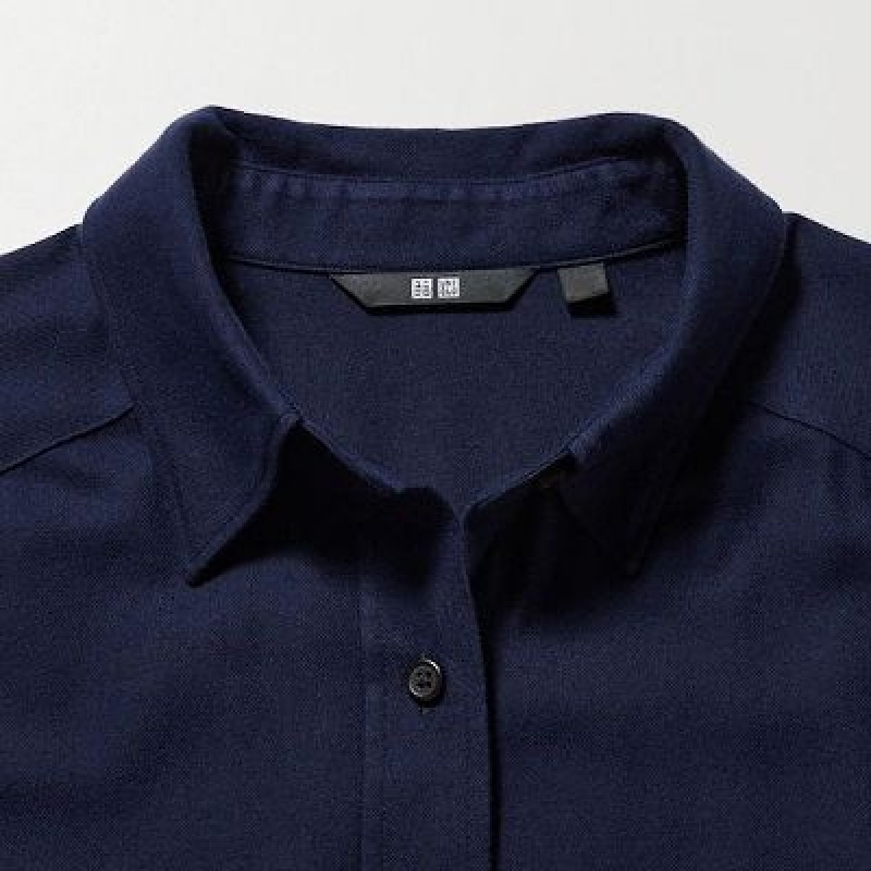 Women Uniqlo Soft Brushed Long-Sleeve Dress Navy | 5398323