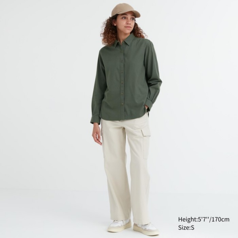 Women Uniqlo Soft Brushed Long-Sleeve Shirts Pink | 8575031