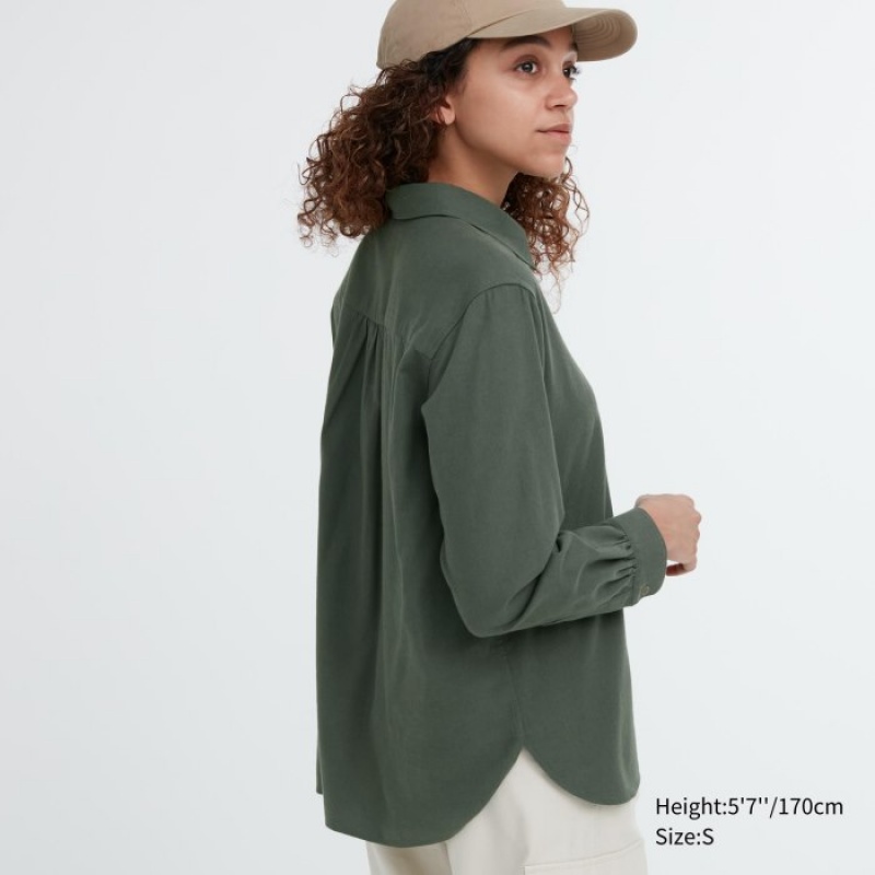 Women Uniqlo Soft Brushed Long-Sleeve Shirts Pink | 8575031