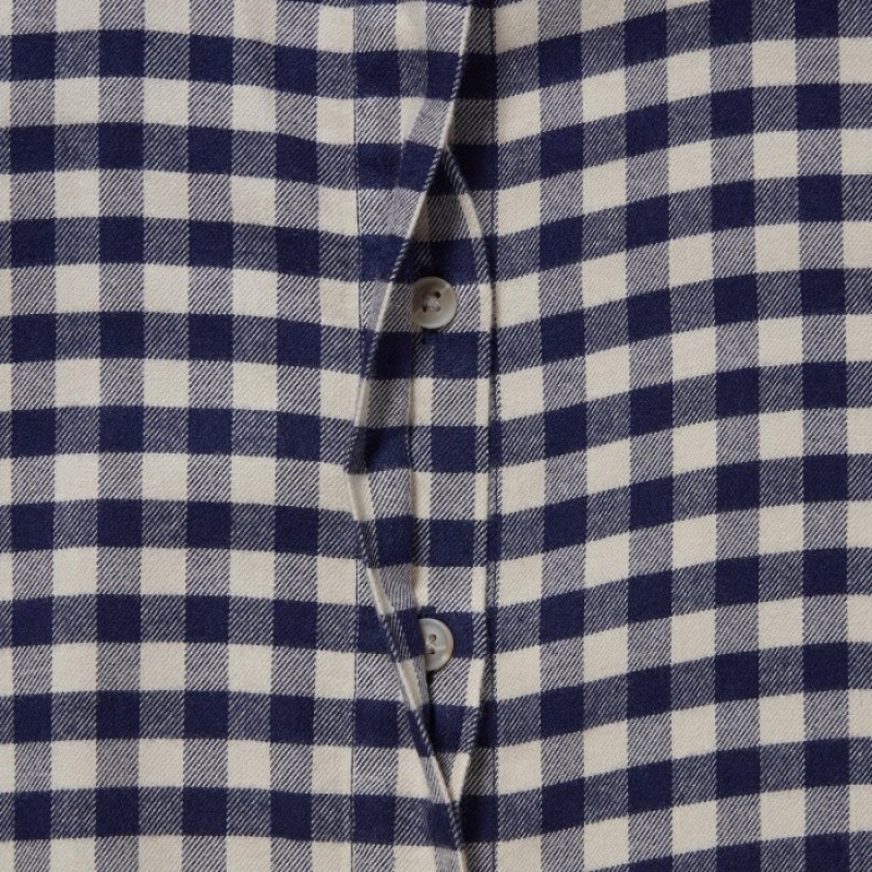 Women Uniqlo Soft Brushed Stand Collar Long-Sleeve Shirts Blue | 8057235