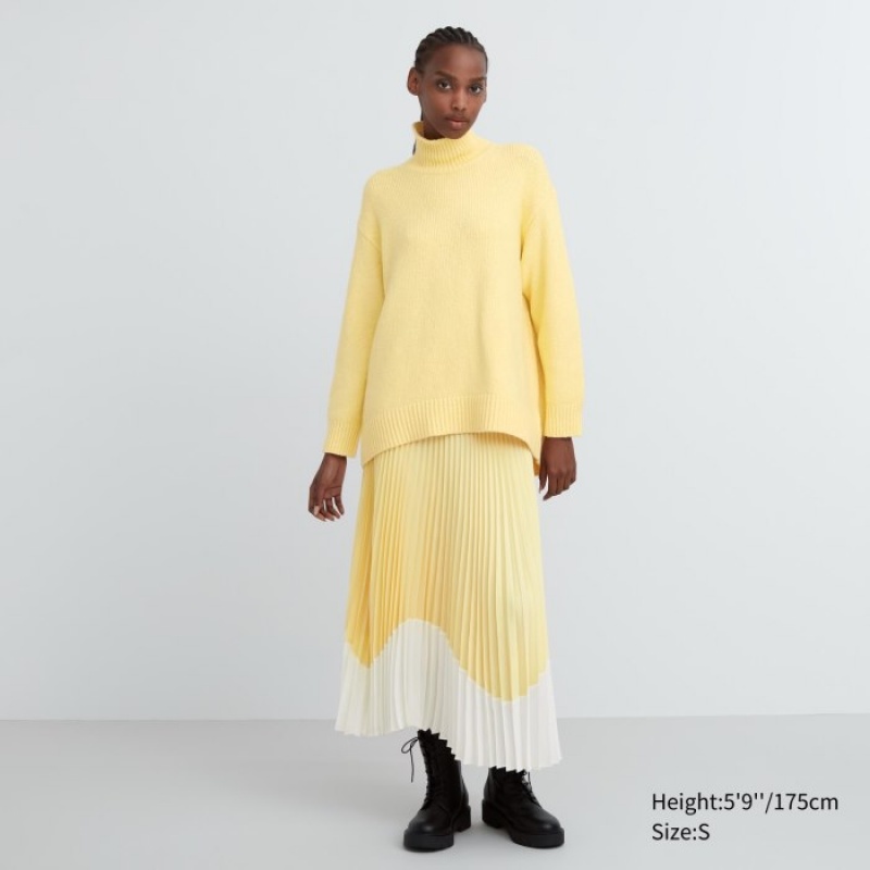 Women Uniqlo Soft Knit High Neck Long-Sleeve Sweaters Blue | 9444288