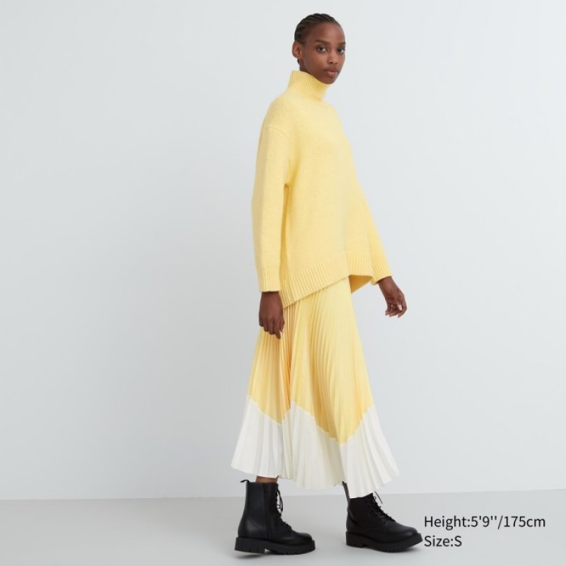 Women Uniqlo Soft Knit High Neck Long-Sleeve Sweaters Blue | 9444288