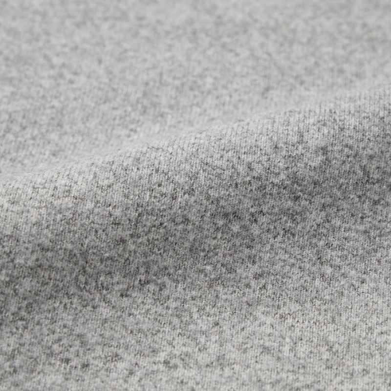 Women Uniqlo Soft Knitted Fleece Crew Neck Long-Sleeve T Shirts Grey | 367466