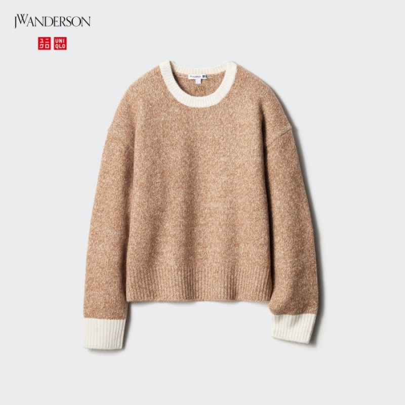 Women Uniqlo Souffle Yarn Crew Neck Long-Sleeve Sweaters Blue | 5595846
