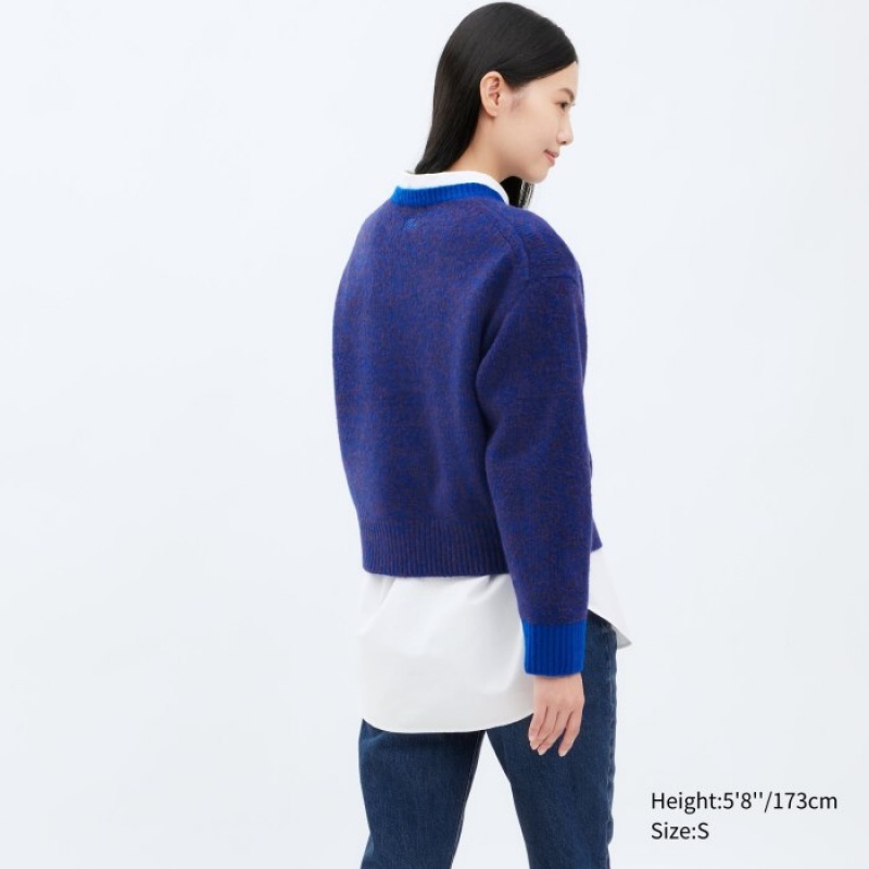 Women Uniqlo Souffle Yarn Crew Neck Long-Sleeve Sweaters Red | 9627038