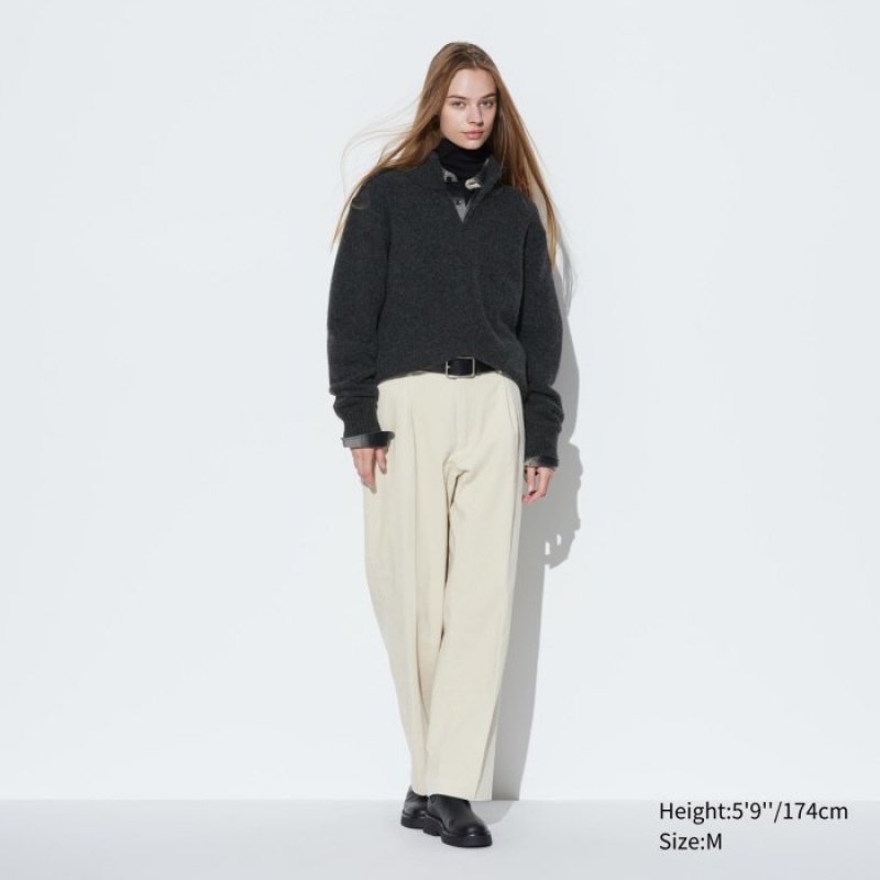 Women Uniqlo Souffle Yarn Half-Zip Long-Sleeve Sweaters Blue | 2338765