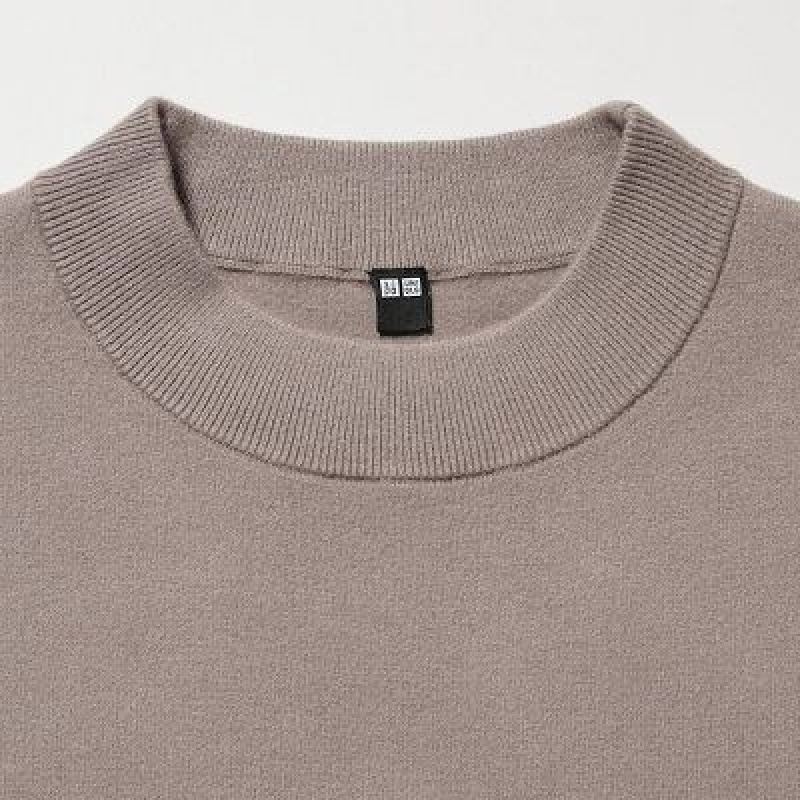 Women Uniqlo Souffle Yarn Long-Sleeve Dress Beige | 5442965