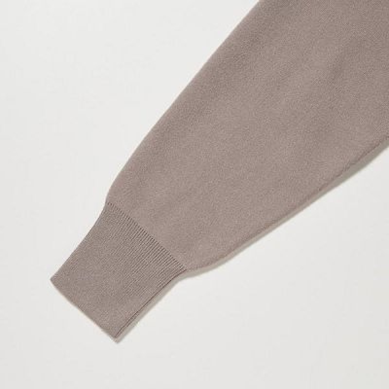 Women Uniqlo Souffle Yarn Long-Sleeve Dress Beige | 5442965