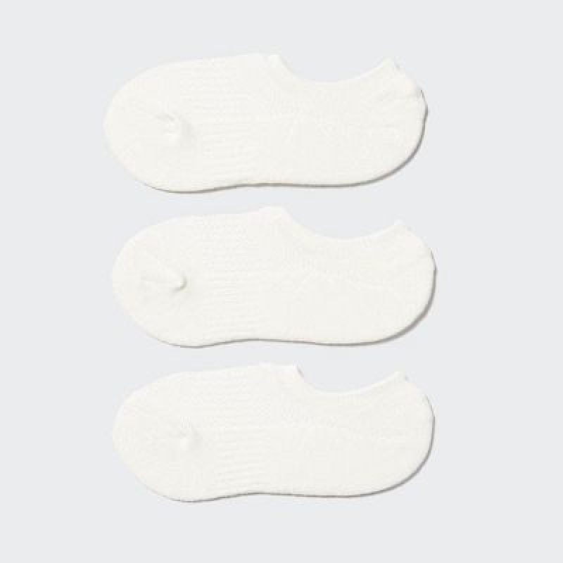 Women Uniqlo Sport Footsies (3 Pairs) Socks White | 6580459
