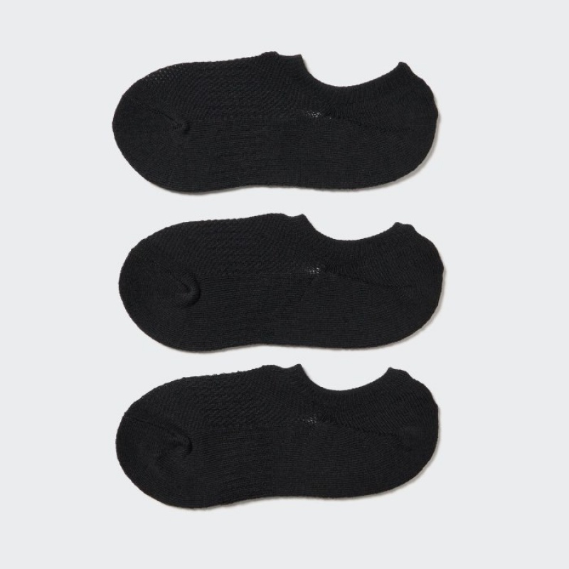 Women Uniqlo Sport Footsies (3 Pairs) Socks Black | 4292536