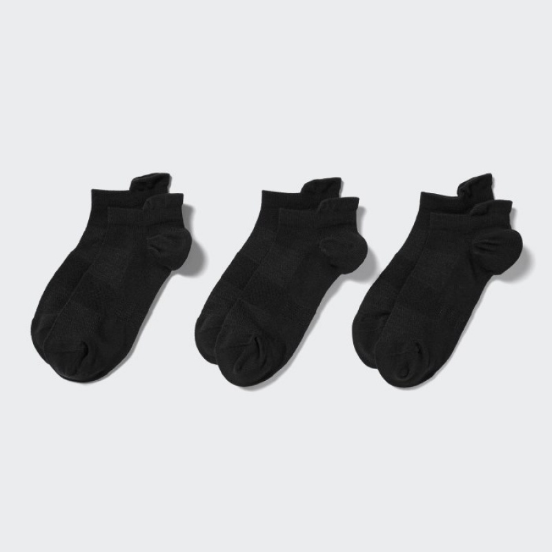 Women Uniqlo Sport Short (3 Pairs) Socks Black | 7547083