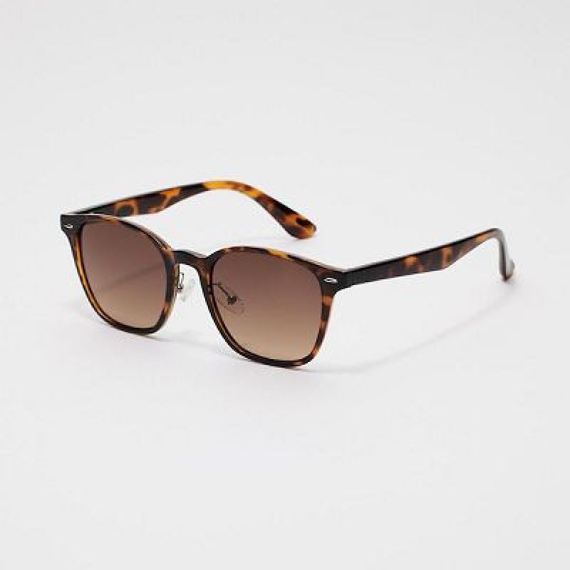 Women Uniqlo Square Sunglasses Brown | 4324967