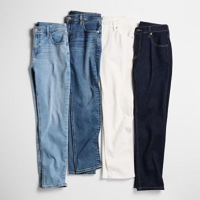Women Uniqlo Stretch Slim Straight Jeans Navy | 7961567