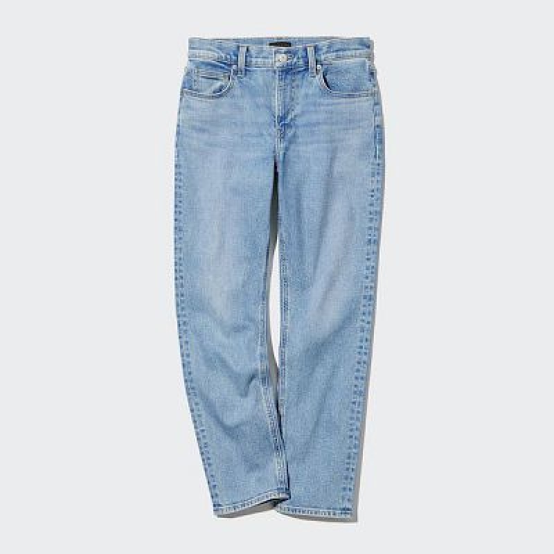 Women Uniqlo Stretch Slim Straight Jeans Navy | 7961567