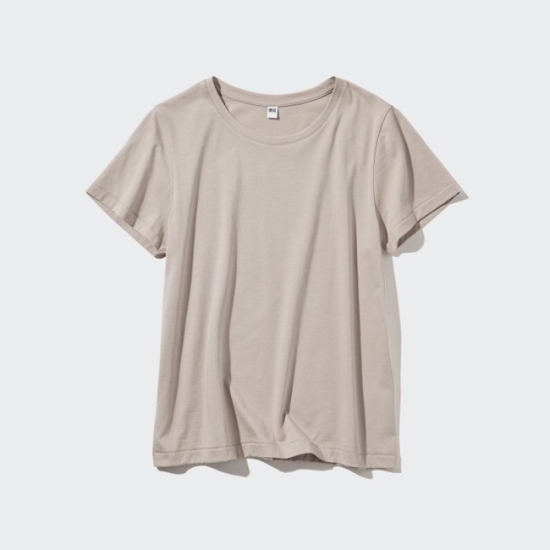 Women Uniqlo Supima Cotton Crew Neck Short Sleeve T Shirts Pink | 3869913
