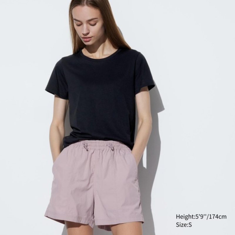 Women Uniqlo Supima Cotton Crew Neck Short Sleeve T Shirts Black | 7345767