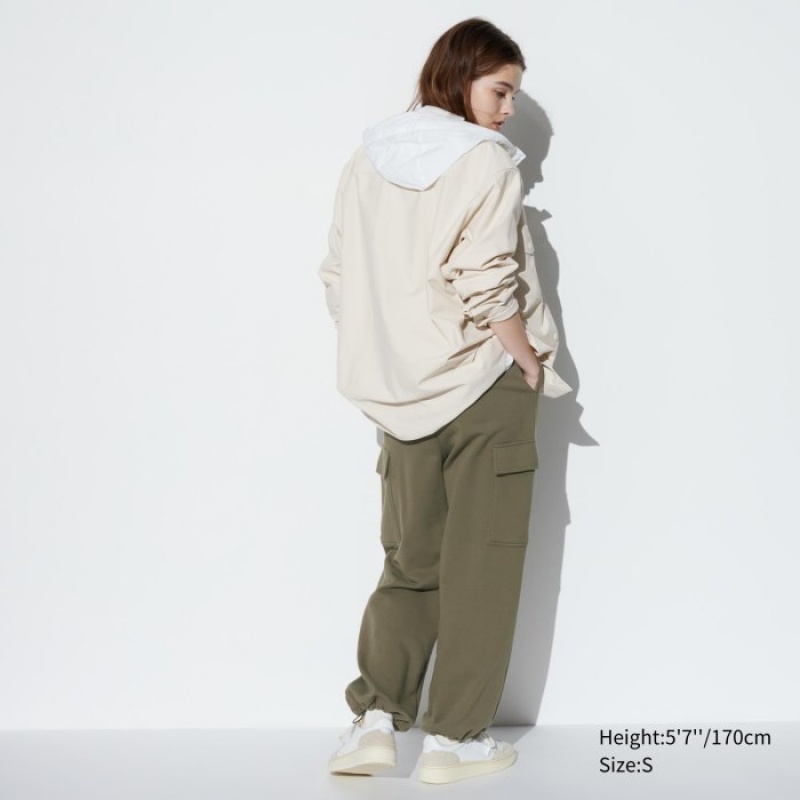 Women Uniqlo Sweat Cargo Pants Olive | 2529709