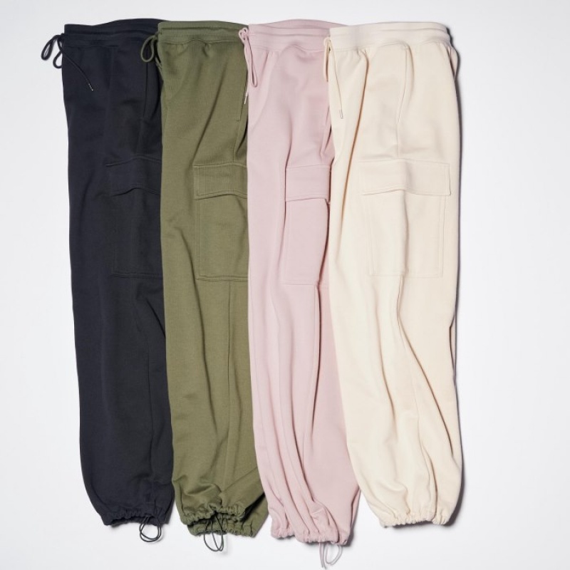 Women Uniqlo Sweat Cargo Pants White | 409525