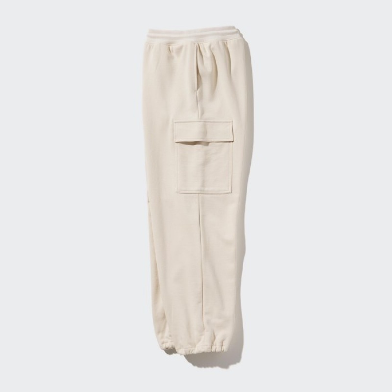Women Uniqlo Sweat Cargo Pants White | 409525
