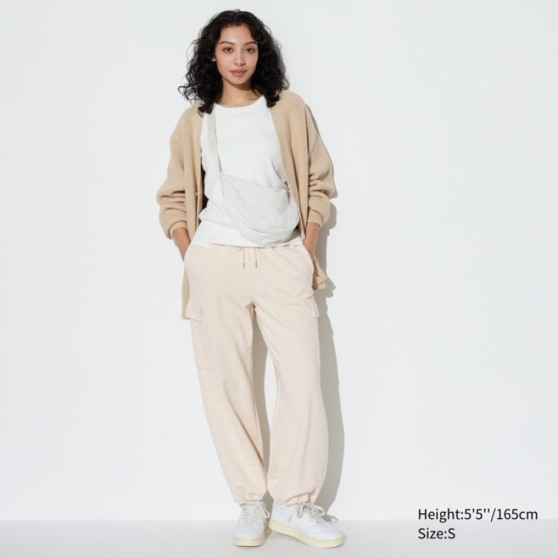 Women Uniqlo Sweat Cargo Pants White | 409525