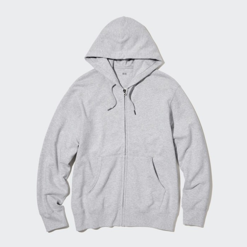 Women Uniqlo Sweat Full-Zip Long-Sleeve Hoodie Grey | 7889328
