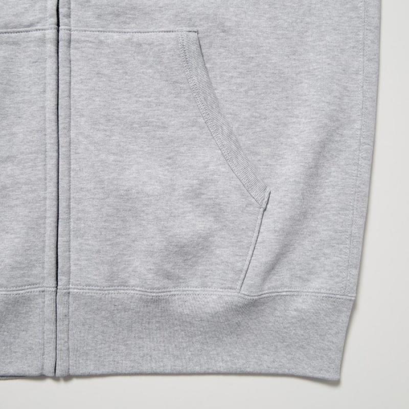 Women Uniqlo Sweat Full-Zip Long-Sleeve Hoodie Grey | 7889328