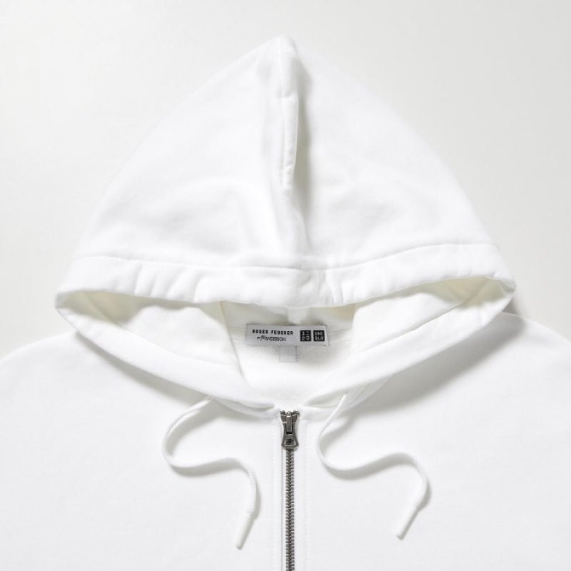Women Uniqlo Sweat Full-zip Hoodie White | 6120004