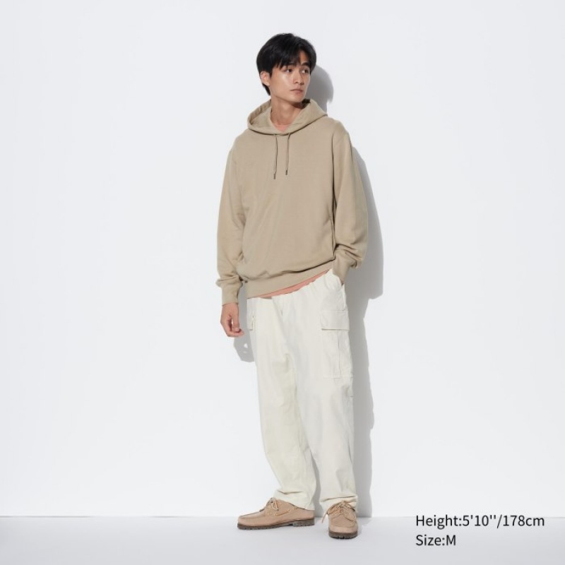 Women Uniqlo Sweat Pullover Hoodie Beige | 5059508