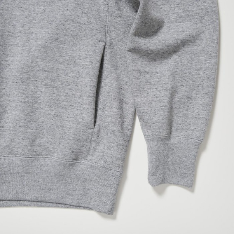 Women Uniqlo Sweat Pullover Hoodie Grey | 2137047