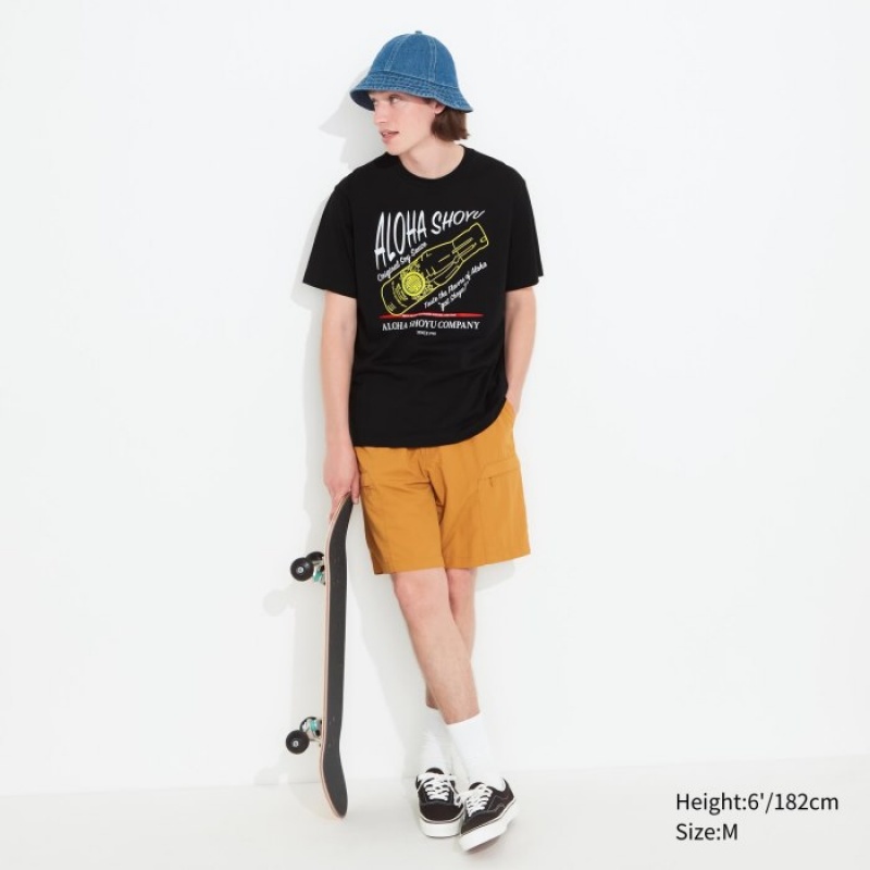 Women Uniqlo The Brands Hawaii UT Short-Sleeve Aloha Shoyu T Shirts Black | 5942405