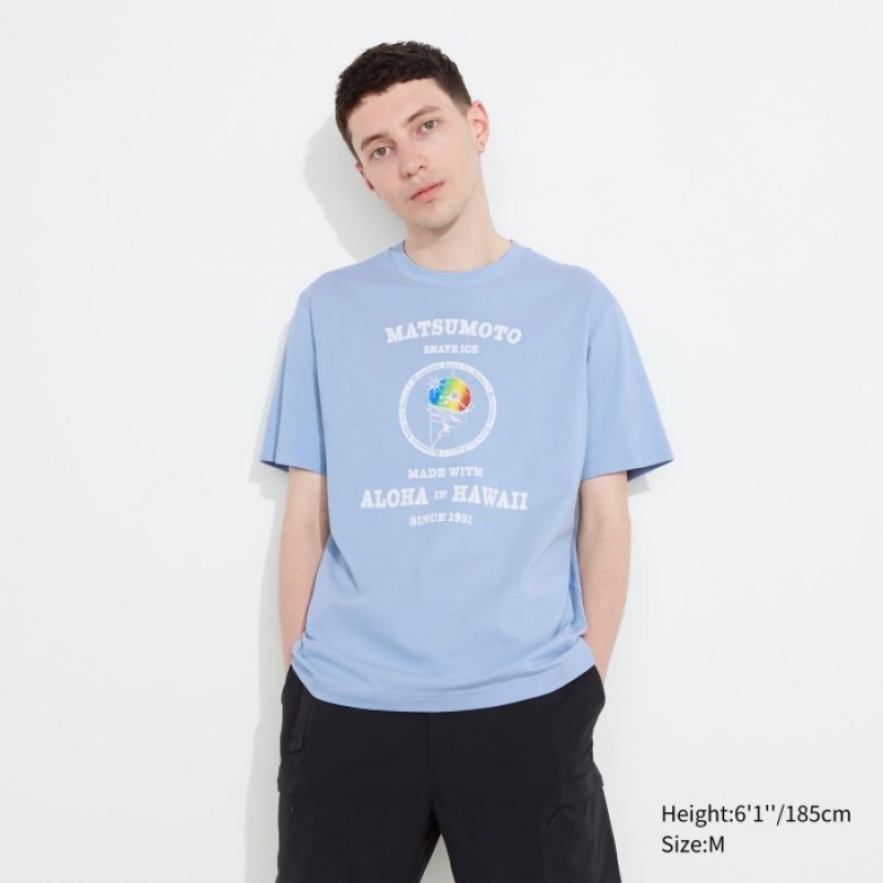 Women Uniqlo The Brands Hawaii UT Short-Sleeve Matsumoto Shave Ice T Shirts Blue | 2732374