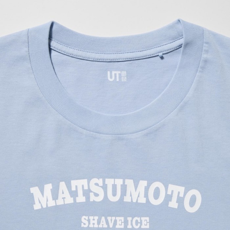 Women Uniqlo The Brands Hawaii UT Short-Sleeve Matsumoto Shave Ice T Shirts Blue | 2732374