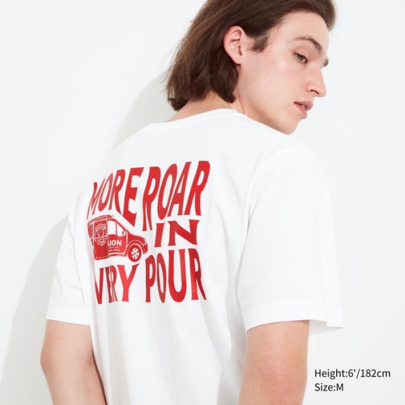 Women Uniqlo The Brands Hawaii UT Short-Sleeve Lion Coffee T Shirts White | 2237122