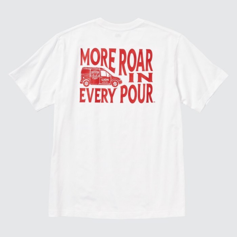 Women Uniqlo The Brands Hawaii UT Short-Sleeve Lion Coffee T Shirts White | 2237122