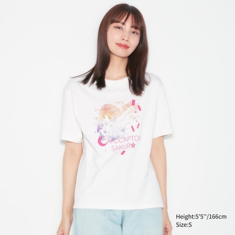 Women Uniqlo The World of CLAMP UT Short Sleeve T Shirts White | 8383027