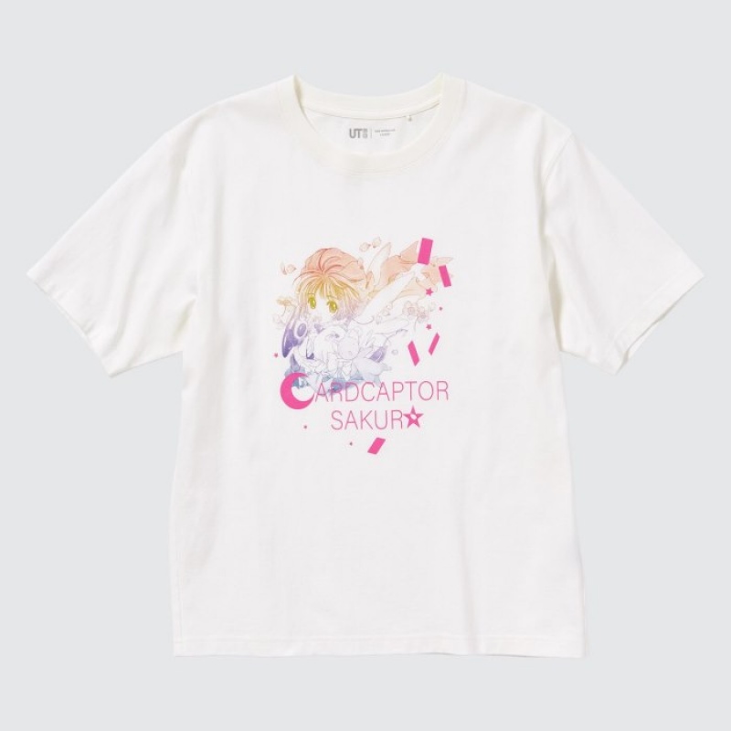 Women Uniqlo The World of CLAMP UT Short Sleeve T Shirts White | 8383027