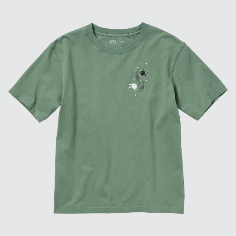 Women Uniqlo The World of CLAMP UT Short Sleeve T Shirts Green | 3879242