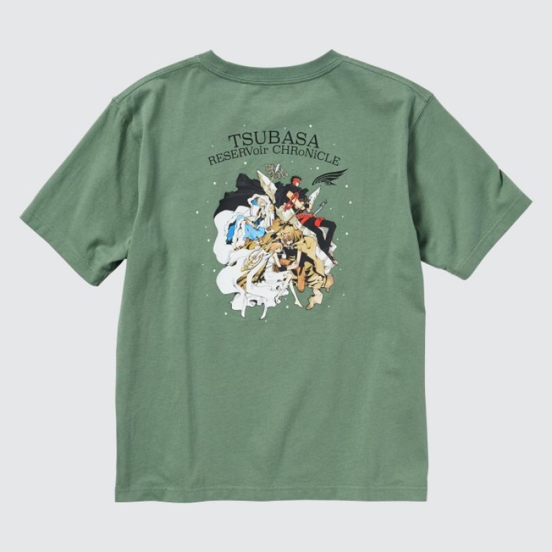 Women Uniqlo The World of CLAMP UT Short Sleeve T Shirts Green | 3879242