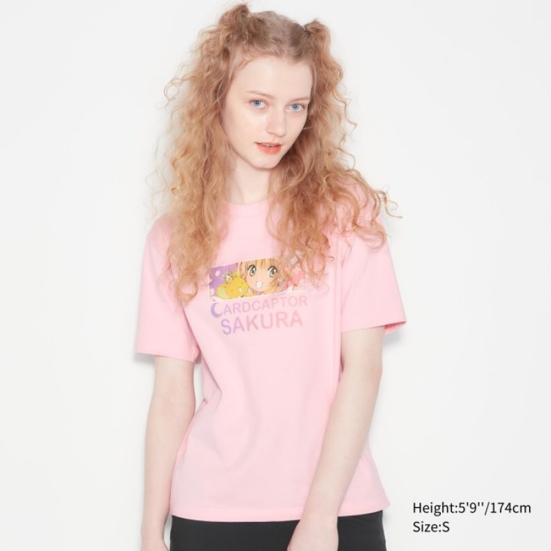 Women Uniqlo The World of CLAMP UT Short Sleeve T Shirts Pink | 1652212