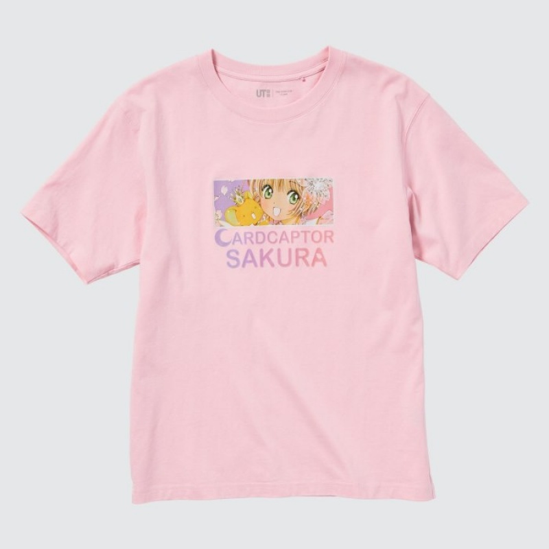 Women Uniqlo The World of CLAMP UT Short Sleeve T Shirts Pink | 1652212